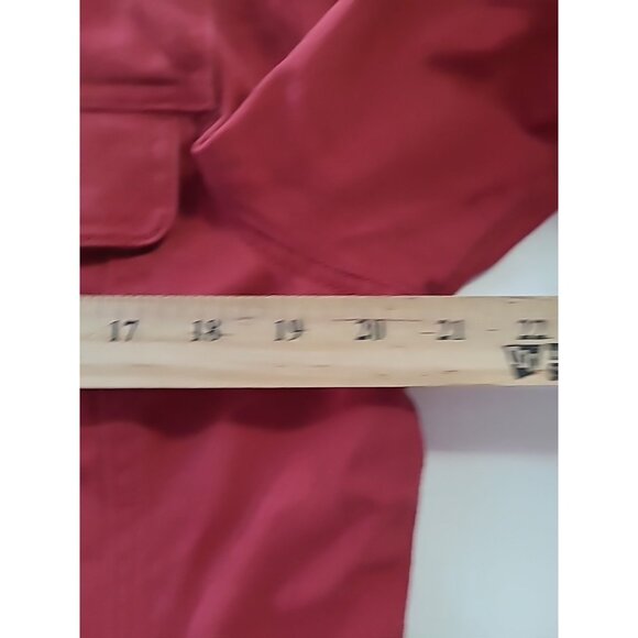 CHADWICKS Red Jean Style Cotton Jacket 16 Front Pockets Buttons Trucker - Picture 12 of 16